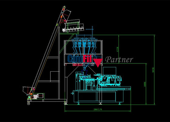 машина упаковки Weigher 60bpm Multihead для свежей отрезанной линии упаковки овощей